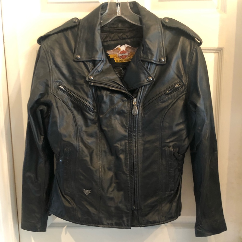 Harley Davidson Lined Leather Women's Motorcycle Riding Jacket Sz S Gorgeous!!!